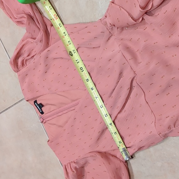 Express Pink Ruffled Long Sleeve Mini Dress Size Small - Picture 3 of 4